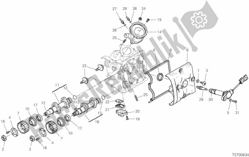 Alle onderdelen voor de Horizontaal Hoofdtimingsysteem van de Ducati Hypermotard 950 Thailand 2020